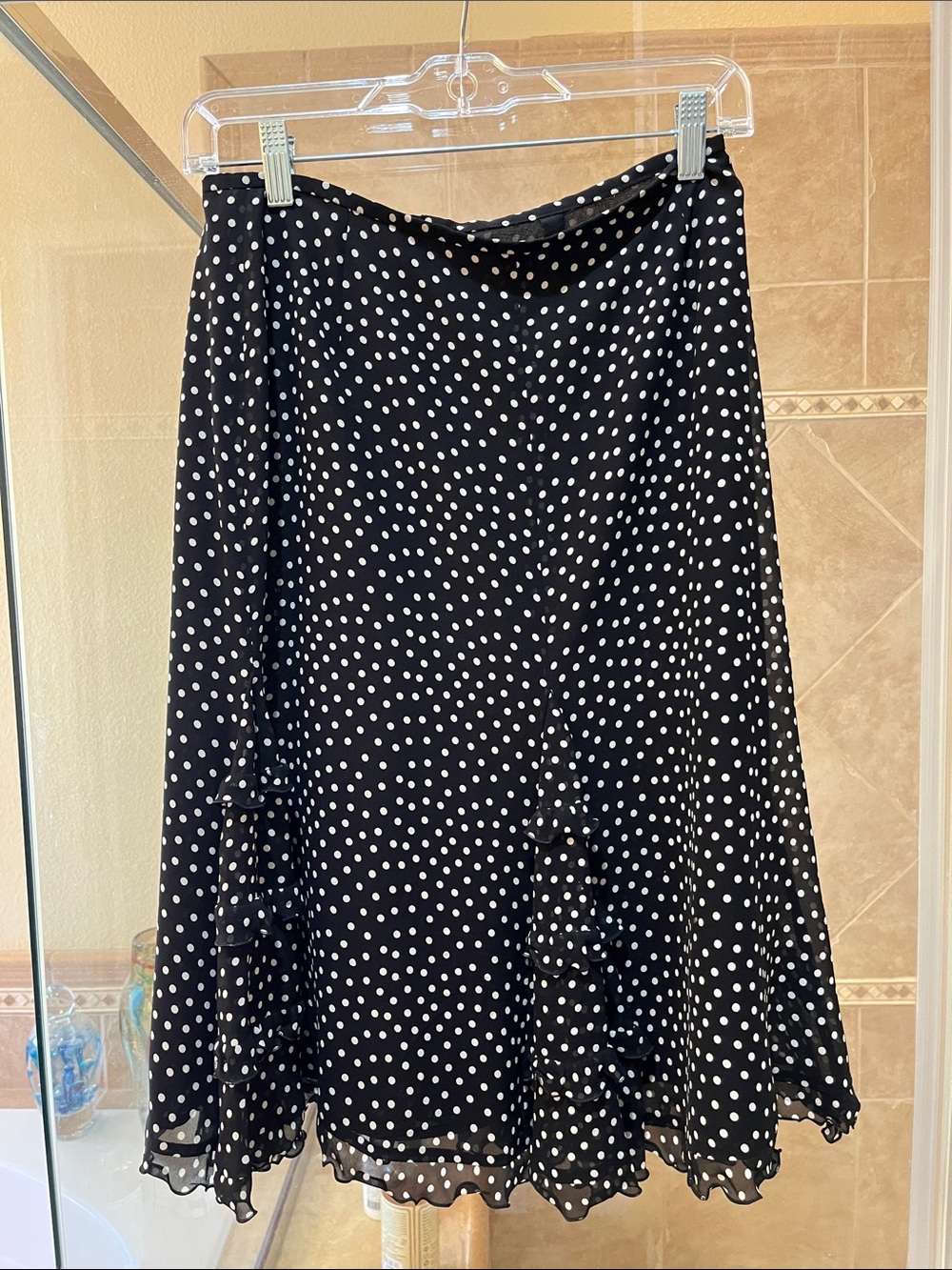 Escada Black and White Polka Dot A-Line Skirt